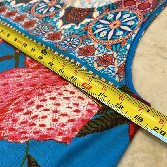 Desigual | Blue Floral Sleeveless Stretch Dress | Rare Design | XL - Picture 10 of 11